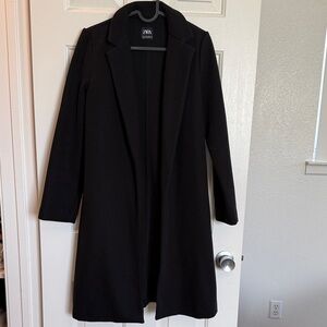 Zara Long Open front Coat - Black